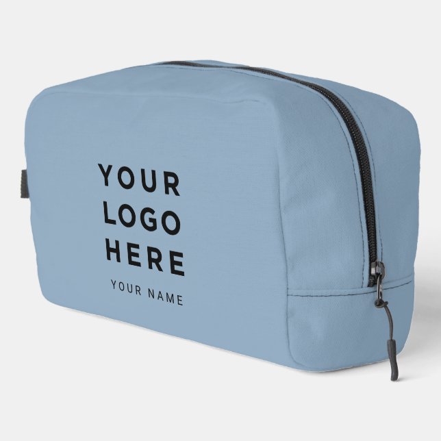 Dusty Blue Business Logo Name Instagram Travel Dopp Kit (Right Corner)