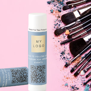 Dusty blue business logo QR code instagram Lip Balm