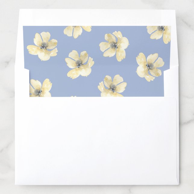 Dusty Blue Butter Yellow Cream floral Envelope Liner (In Envelope)