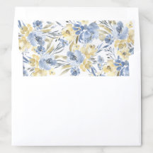 Dusty Blue Butter Yellow Watercolor floral