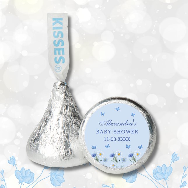 Dusty Blue Butterfly Boho Wildflower Baby Shower Hershey®'s Kisses® (Creator Uploaded)