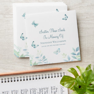 Dusty Blue Butterfly Scatter Seeds in  Memory of Envelope
