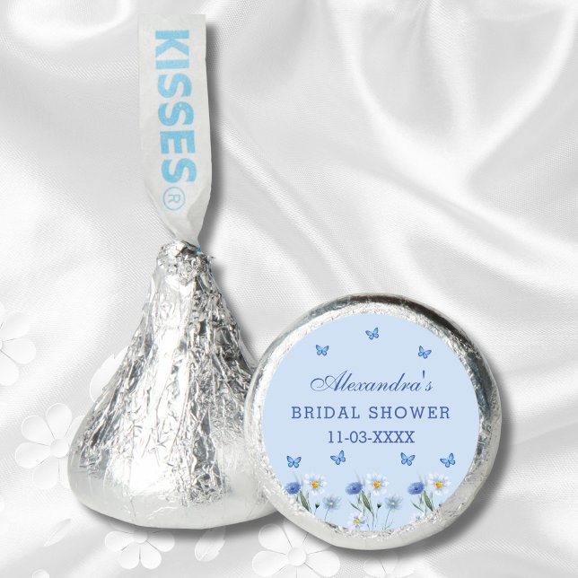 Dusty Blue Butterfly Wildflower Bridal Shower Hershey®'s Kisses® (Creator Uploaded)