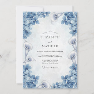 Dusty Blue Calla Lily Wedding Invitation