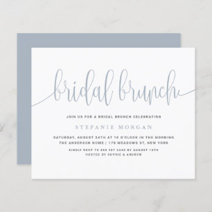 Dusty Blue Calligraphy Bridal Brunch Invitation