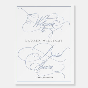 Dusty Blue Calligraphy Bridal Shower Welcome Foam Board