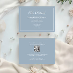 Dusty Blue Calligraphy Elegant Details RSVP Enclosure Card