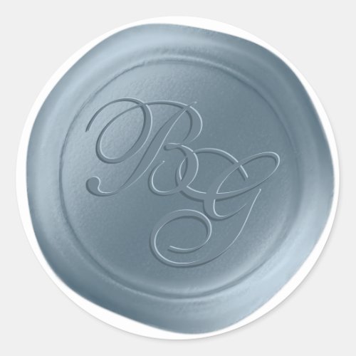 Dusty Blue Calligraphy Monogram Wax Seal Stickers