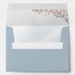 Dusty blue calligraphy rustic floral wedding envelope