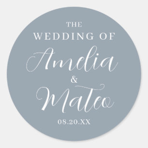 Dusty Blue Calligraphy Wedding Envelope Seal