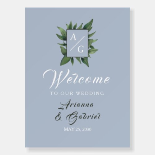 Dusty Blue Calligraphy Wedding Foam Board