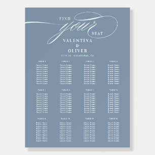 Dusty Blue Calligraphy Wedding Seating Chart  Foam Board