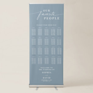 Dusty Blue Calligraphy Wedding Seating Chart Retractable Banner