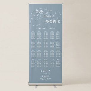 Dusty Blue Calligraphy Wedding Seating Chart Retractable Banner