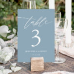 Dusty Blue Calligraphy Wedding Table Seating Cards<br><div class="desc">Dusty Blue  Calligraphy Wedding Table Seating Cards</div>
