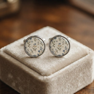Dusty Blue & Camel Old Money Garden Cufflinks