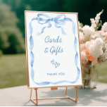 Dusty Blue Cards and Gift Bow Bridal Shower Poster<br><div class="desc">For further customization,  please click the "customize further" link and use our design tool to modify this template.
Feel free to check our store or contact us if you need any matching items,  including custom invitations,  greeting cards,  stationery,  custom signs and posters,  stylish decorations,  backdrops and more.</div>