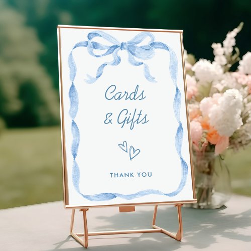 Dusty Blue Cards and Gift Bow Bridal Shower Poster