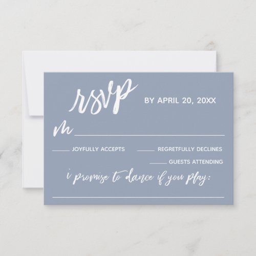 Dusty Blue Casual with Song Request Wedding RSVP Card