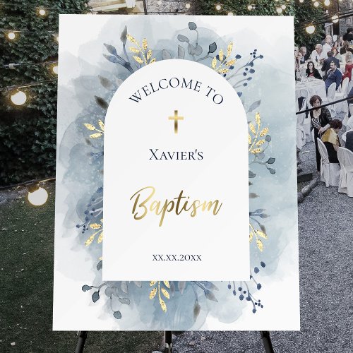 dusty blue Catholic Baptism welcome Foam Board
