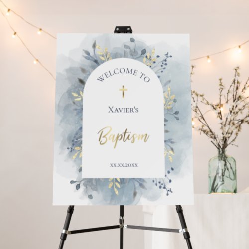 dusty blue Catholic Baptism welcome Foam Board