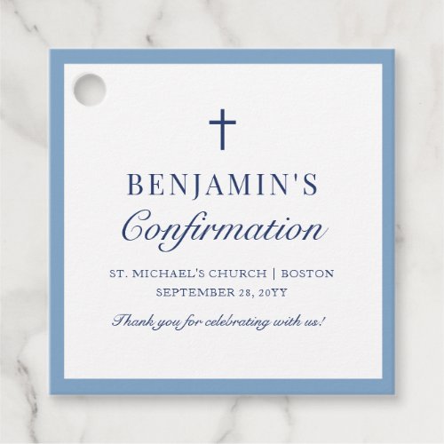Dusty Blue Catholic Confirmation Thank You Favor Tags