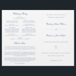 Dusty Blue Catholic Wedding Mass Ceremony Program<br><div class="desc">This simple, yet elegant, folded Catholic wedding ceremony with mass program booklet features a cross and stylish accents of calligraphy script. The neutral, classic, dusty blue and white, typography design provides you with a text template for a traditional Catholic order of service with mass. There is plenty of room to...</div>