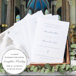 Dusty Blue Catholic Wedding Mass Ceremony Program<br><div class="desc">This simple, yet elegant, folded Catholic wedding ceremony with mass program booklet features a cross and stylish accents of calligraphy script. The neutral, classic, dusty blue and white, typography design provides you with a text template for a traditional Catholic order of service with mass. There is plenty of room to...</div>