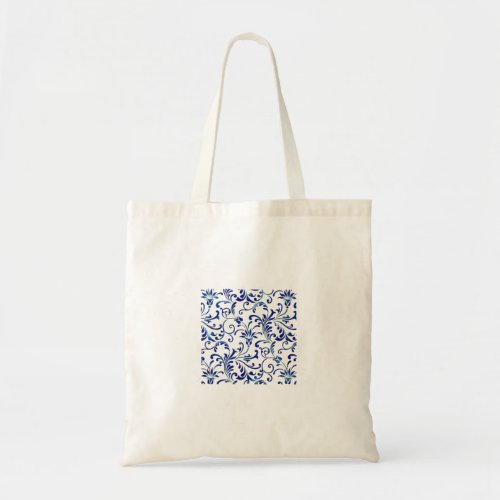 Dusty Blue Champagne Ivory Floral pattern Tote Bag