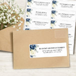 Dusty Blue Champagne Ivory Wedding Guest Address  Sticker<br><div class="desc">Dusty blue floral wedding names and addresses / individual wedding shipping address label stickers for guests featuring elegant bouquet of navy blue, royal blue , white , gold, champagne ivory, blush color rose , ranunculus flower buds and sage green eucalyptus leaves and elegant watercolor bouquet. Please contact me for any...</div>