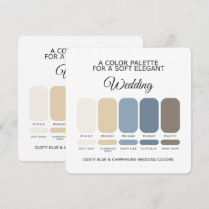 Dusty Blue Champagne Wedding Color Palette Card