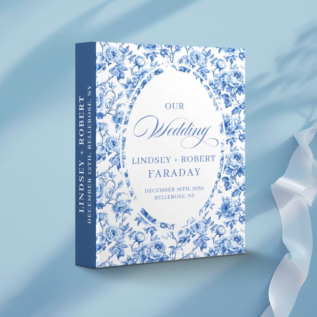 Dusty Blue Charming Album Featuring French Rose  3 Ring Binder (Dusty Blue Charming Album Featuring French Rose Pattern)