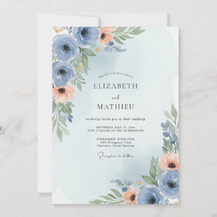 Dusty Blue Charming Spring Wedding Invitation