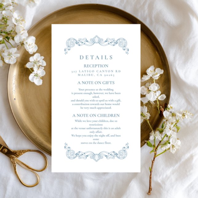 Dusty Blue Chateau Baroque Wedding Enclosure Card (Creator Uploaded)