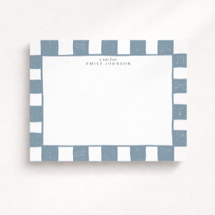 Dusty Blue Checker Note Card