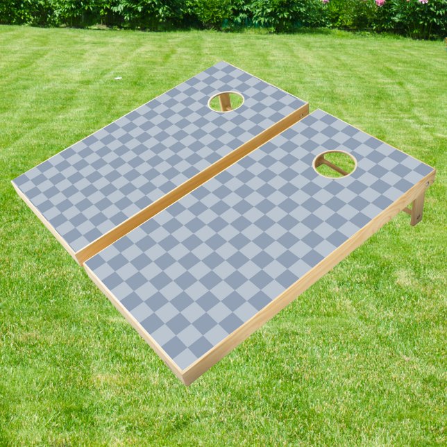 Dusty Blue Checkerboard Cornhole Set (Creator Uploaded)