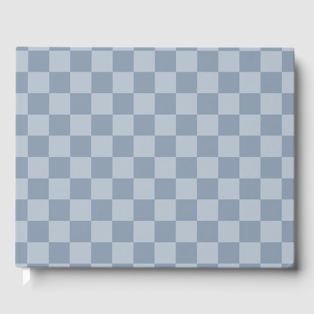 Dusty Blue Checkerboard Guest Book (Front)