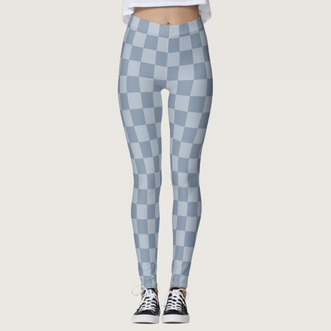 Dusty Blue Checkerboard Leggings (Front)