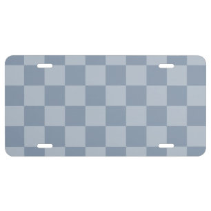 Dusty Blue Checkerboard License Plate