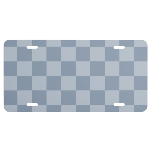 Dusty Blue Checkerboard License Plate (Front)