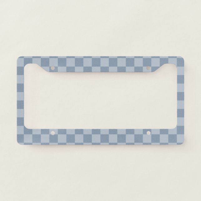 Dusty Blue Checkerboard License Plate Frame (Front)