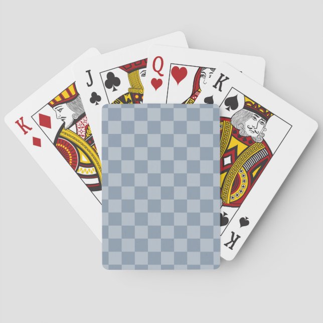 Dusty Blue Checkerboard Poker Cards (Back)