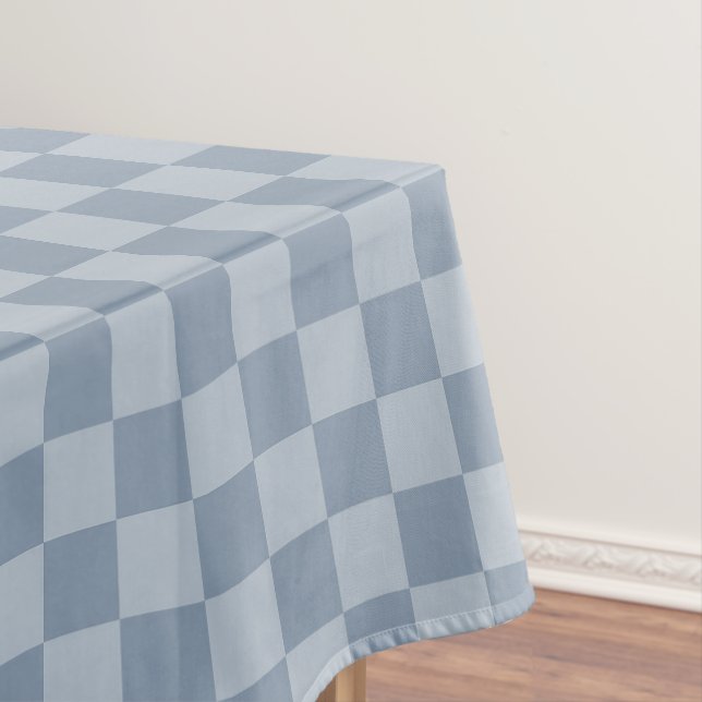 Dusty Blue Checkerboard Tablecloth (In Situ)