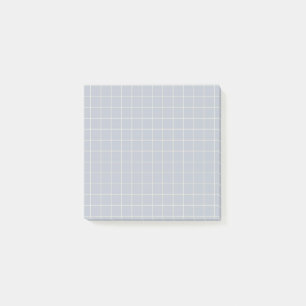 Dusty Blue Checkered Pattern Soft Grid Design Post-it Notes
