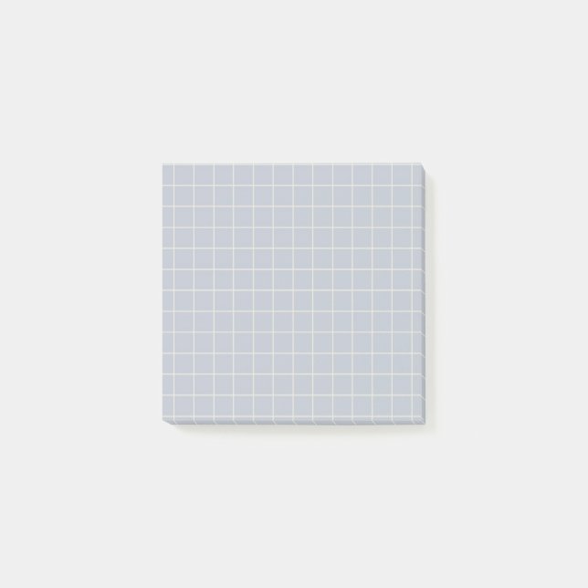 Dusty Blue Checkered Pattern Soft Grid Design  Post-it Notes (Front)
