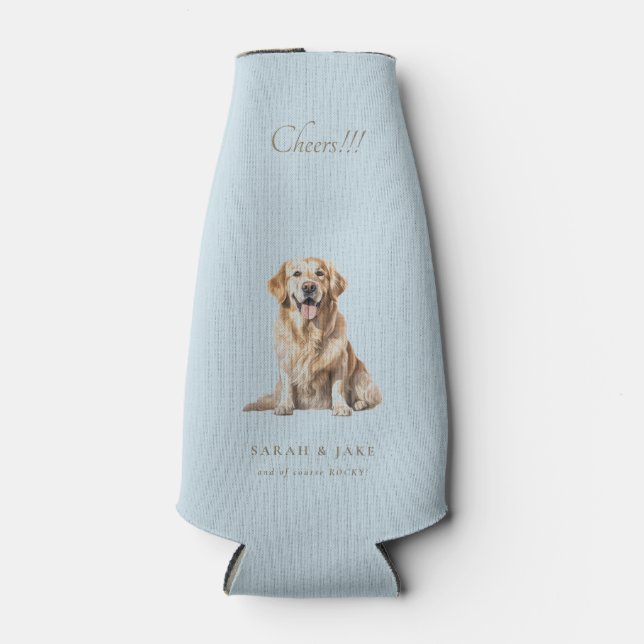 Dusty Blue Cheers!!! Custom Pet Wedding  Bottle Cooler (Front)