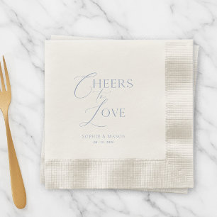 Dusty Blue “Cheers to Love” Personalized Wedding Napkins