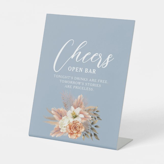 Dusty Blue Cheers Wedding Bar Sign (Front)