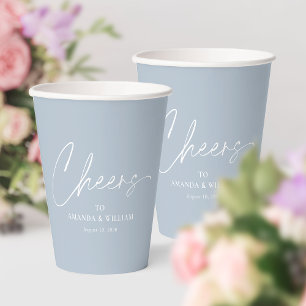 Dusty Blue Cheers Wedding Cup – Toast Drinkware