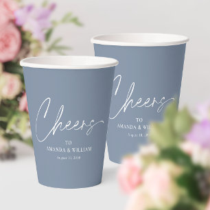 Dusty Blue Cheers Wedding Cup – Toast Drinkware
